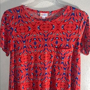 LuLaRoe Red and Blue Patterned Mini Dress